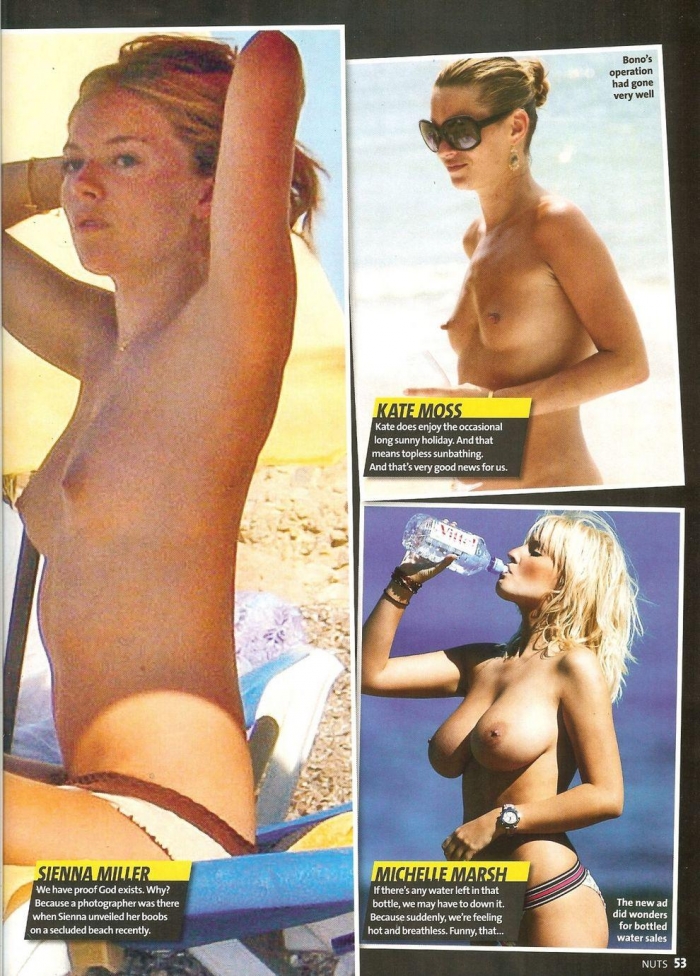 Журнал Nuts сделал подборку топлесс-звезд на пляже (11 страниц)