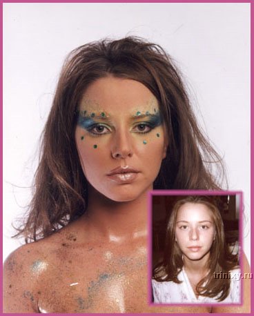 До и после макияжа. На этот раз без Фотошопа (9 фото)