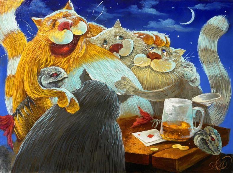 Рисованные коты Антон Горцевича (16 рисунков)