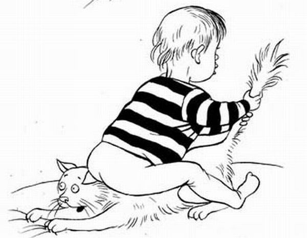 Ребенок и кот (6 картинок)