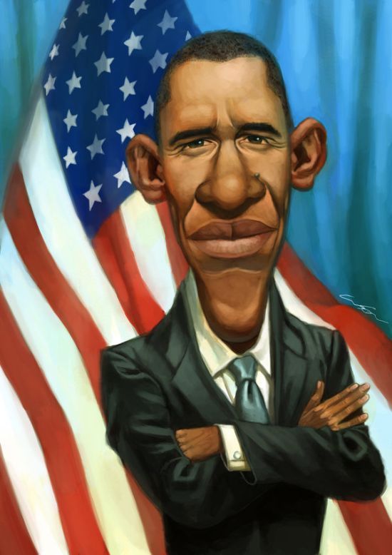Нарисованный президент США Обама (23 фото)