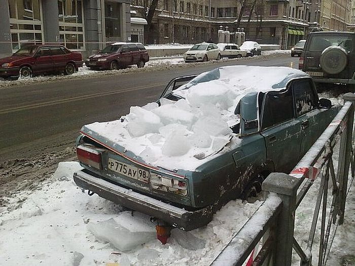 Машины, убитые снегом (12 фото)
