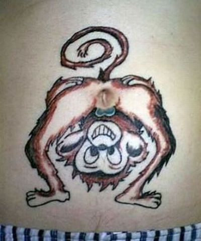 Забавные татуировки с обезьянами (20 фото)