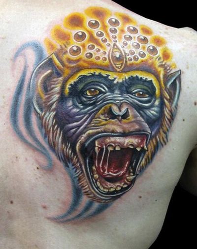 Забавные татуировки с обезьянами (20 фото)