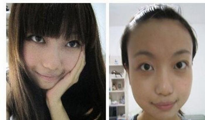 Азиатки с косметикой и без (22 фото)