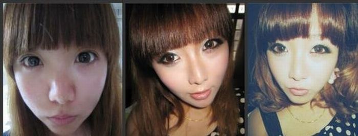 Азиатки с косметикой и без (22 фото)