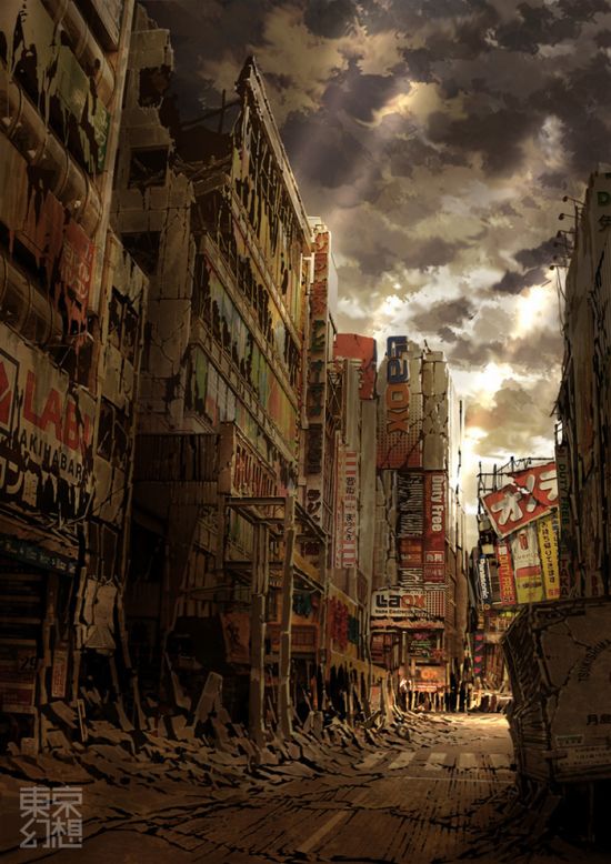 Постапокалиптические рисунки Токио (34 картинок)