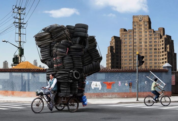 Перевозка груза на велосипедах (9 фото)