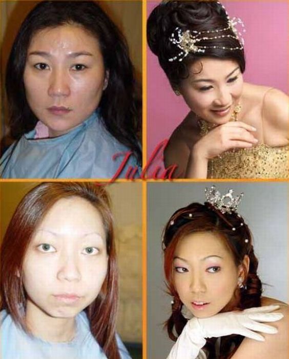 Девушки до и после макияжа (21 фото)