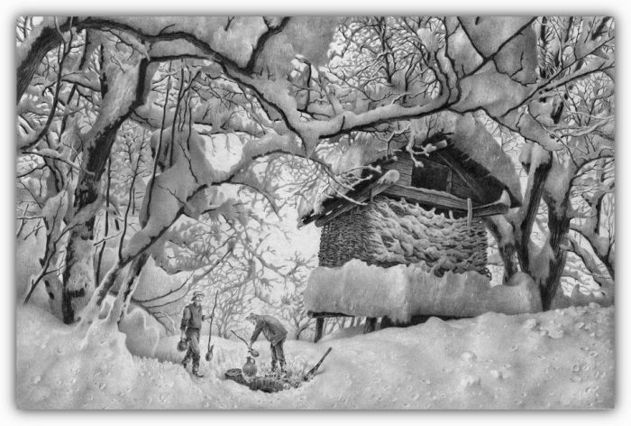 Потрясающие зимние рисунки (58 фото)