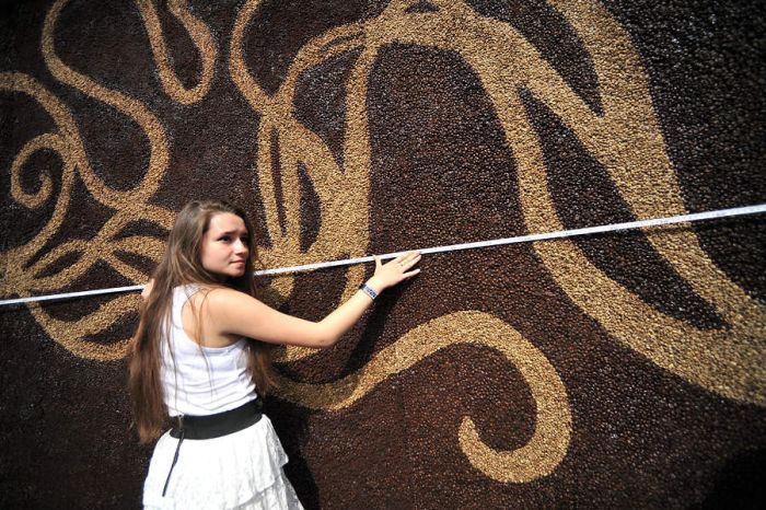 Самая большая в мире картина из кофейных зерен (7 фото)