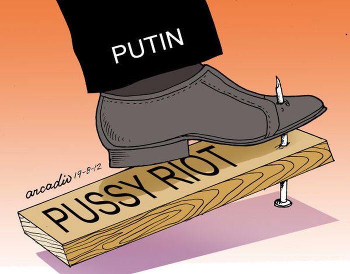Зарубежные комиксы и карикатуры о Pussy Riot (24 картинки)