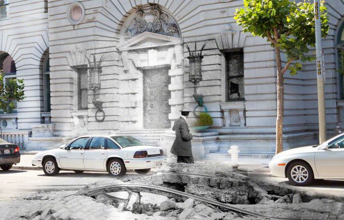 Сан-Франциско после землетрясения 1906 года и в наши дни (25 фото)