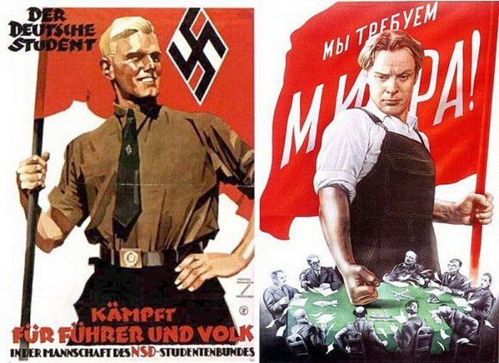 Похожие плакаты СССР и Третьего Рейха (17 фото)