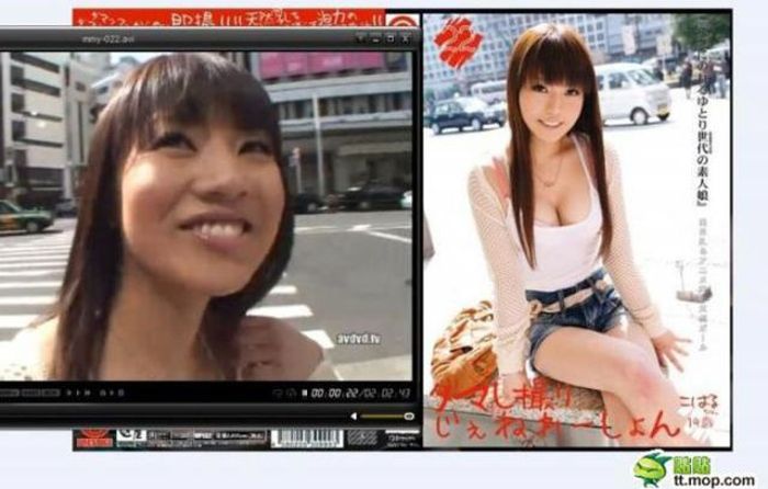 Девушки из японского порно "в кино и в реальности" (8 фото)