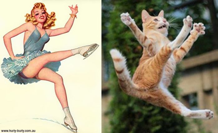 Симпатичные девушки и коты в стиле Пин-Ап (55 фото)