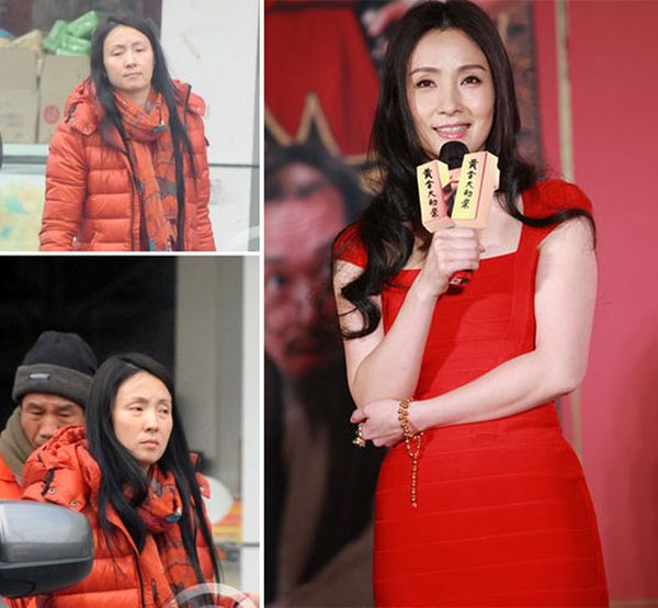 Сравнительные снимки китайских актрис "до и после" макияжа (16 фото)