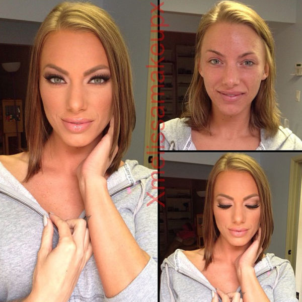 Порноактрисы "до и после макияжа" (26 фото)