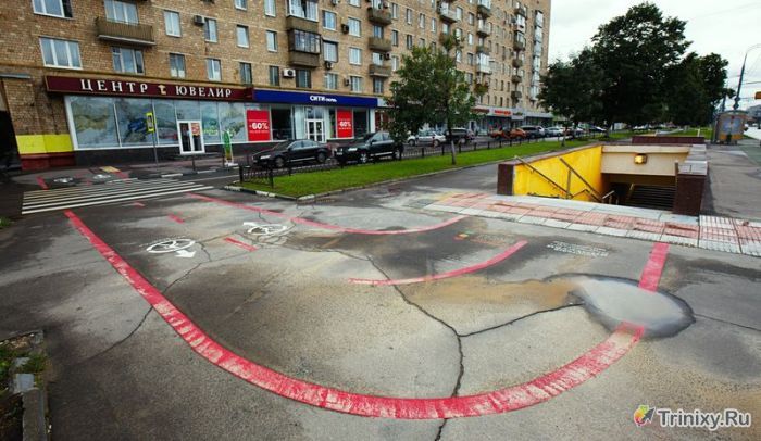 Специальная разметка для пешеходов в Москве (10 фото)