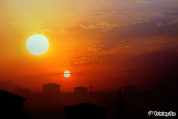 Необычное природное явление - два солнца (6 фото + видео)