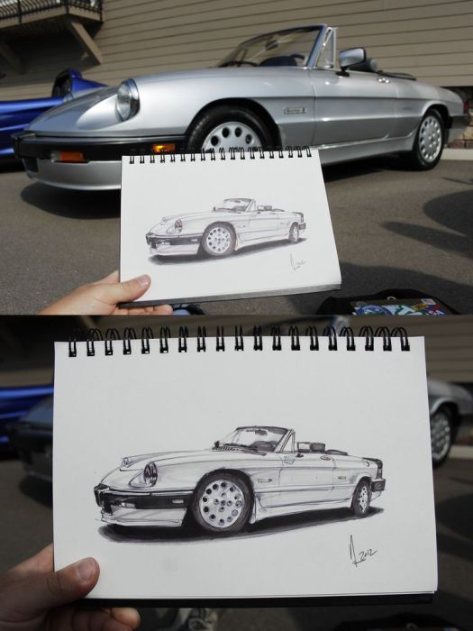 Нарисованные автомобили в фотографиях (31 фото)