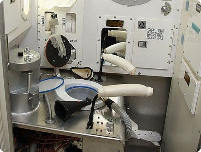 Как устроен туалет на борту космической станции (3 фото)