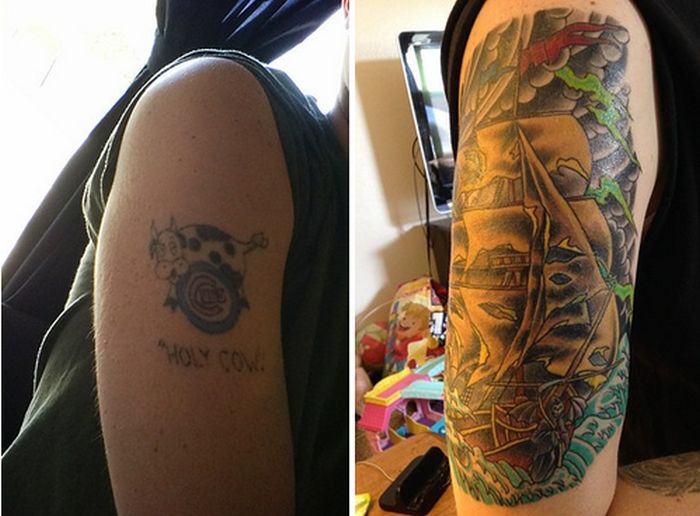 Переделка татуировок фото до и после
