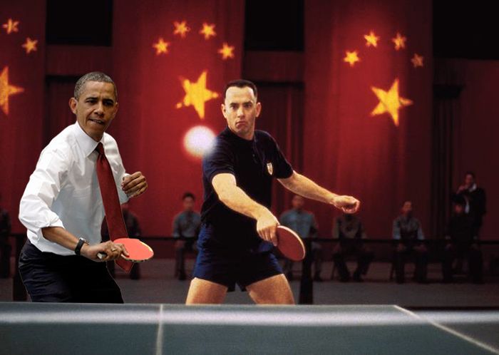 Фотожабы Барака Обамы, играющего в настольный теннис (31 фото)