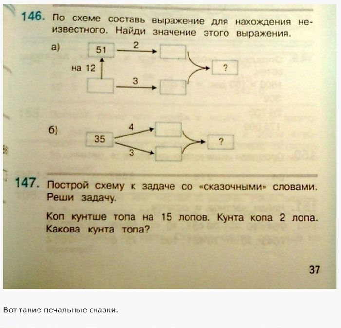 Идиотизмы и странные задания в школьных учебниках (25 фото)