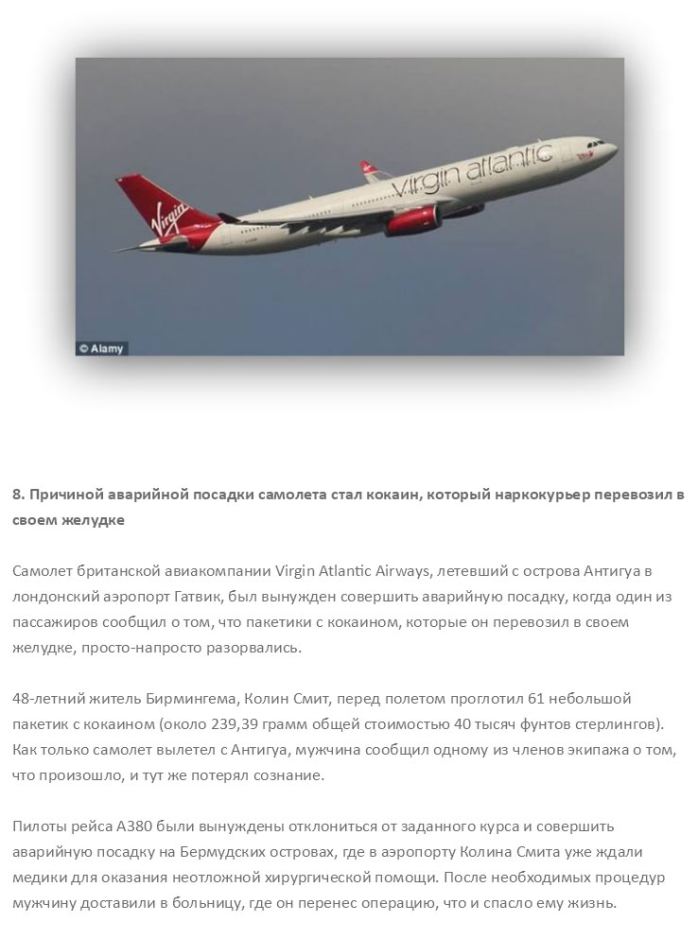 Самые необычные причины аварийной посадки самолетов (9 фото)
