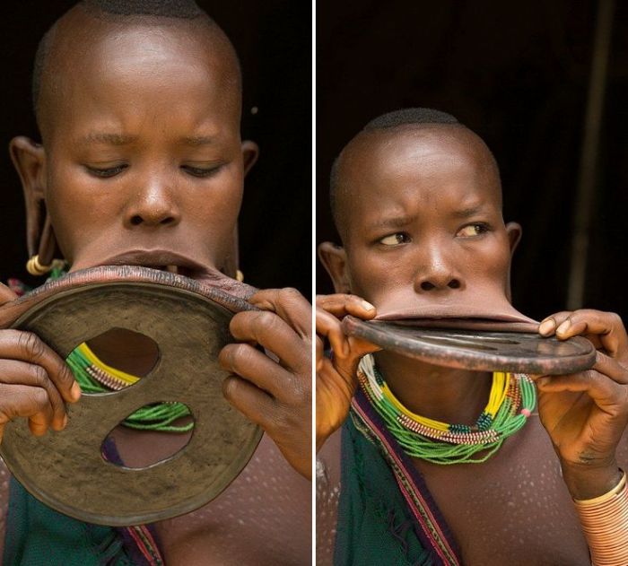 В Эфиопии найдена девушка с самым большим в мире диском в губе (9 фото)