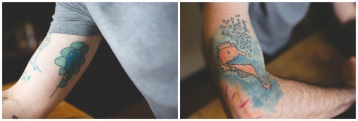Детские рисунки превратились в татуировки на руках отца (10 фото)