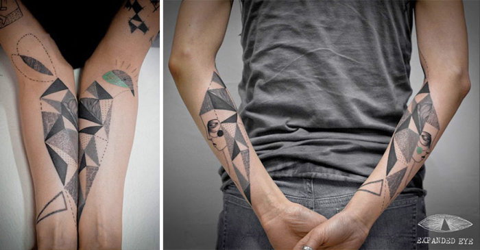 Необычные татуировки в кубическом стиле (20 фото)