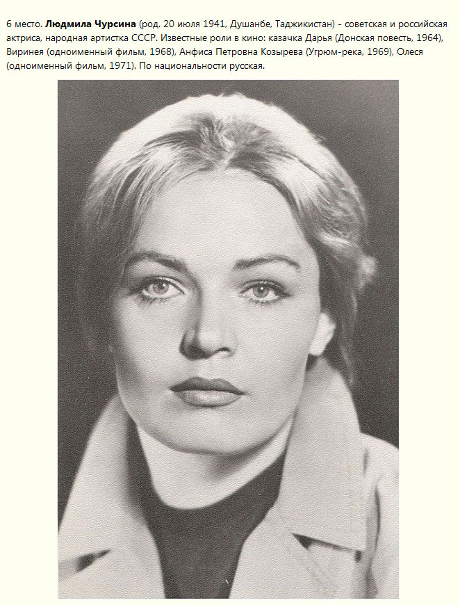 Один из возможных рейтингов самых красивых актрис советского кино (45 фото)