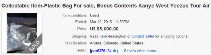 На eBay стоимость воздуха с концерта Канье Уэста превысила 60 000 долларов (5 фото)