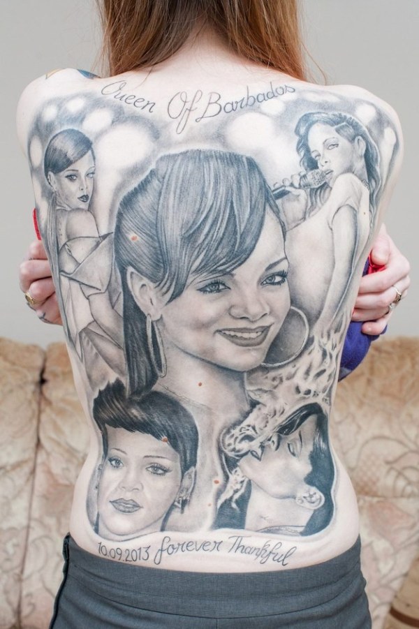 Поклонница Рианны покрыла свое тело тематическими татуировками (5 фото)