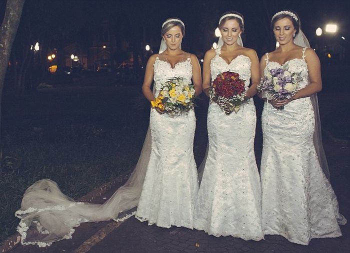 Свадьба бразильских сестер-тройняшек (6 фото)