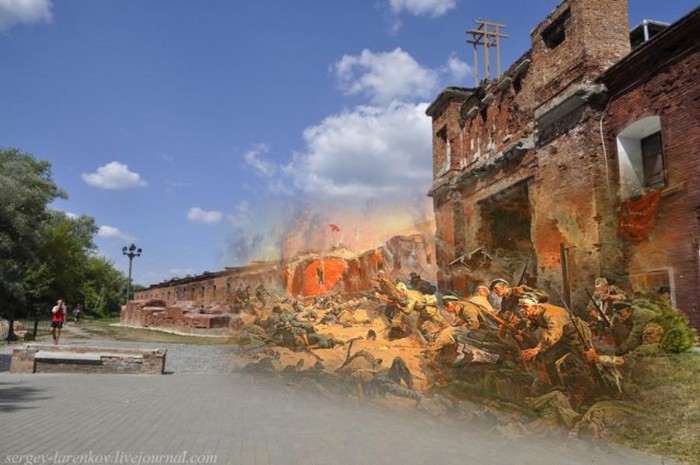 Совмещенные военные и современные снимки Брестской крепости (27 фото)