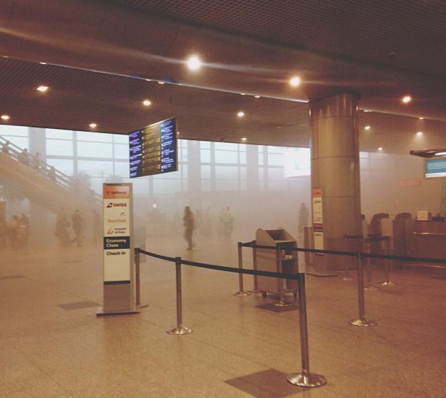 Из-за задымления из «Домодедово» эвакуировали пассажиров и приостановили вылеты (10 фото)