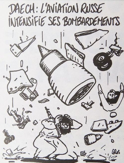 Журнал Charlie Hebdo опубликовал карикатуры на крушение российского самолета (2 фото)