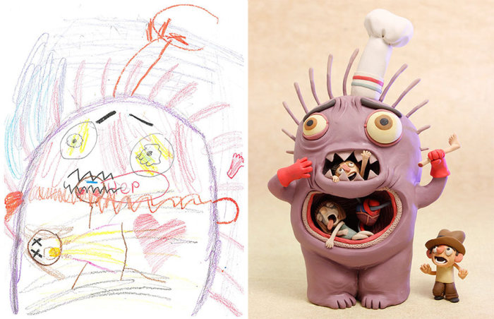Необычные монстры на основе детских рисунков (26 рисунков)