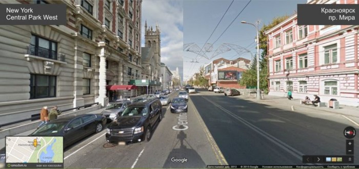 Склеенные панорамы Google Street View показали сходство между Нью-Йорком и Красноярском (9 фото)
