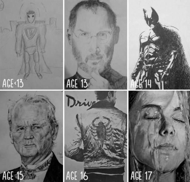 Эволюция рисунков взрослеющих художников (24 фото)