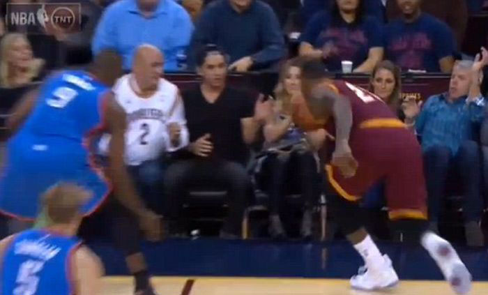 Баскетболист Леброн Джеймс травмировал актрису Элли Харви, пытаясь остановить уходивший в аут мяч (9 фото)