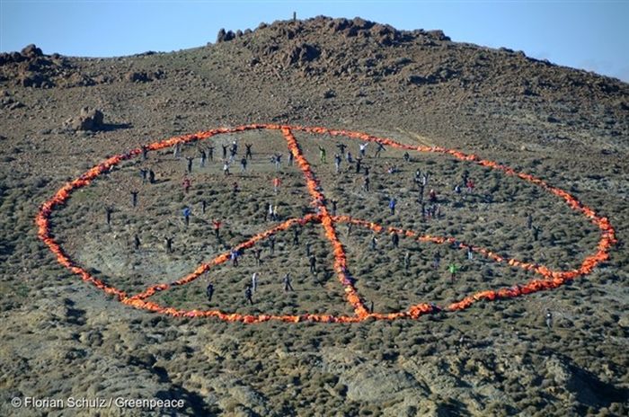 На острове Лесбос составили гигантский символ мира из спасательных жилетов (7 фото)