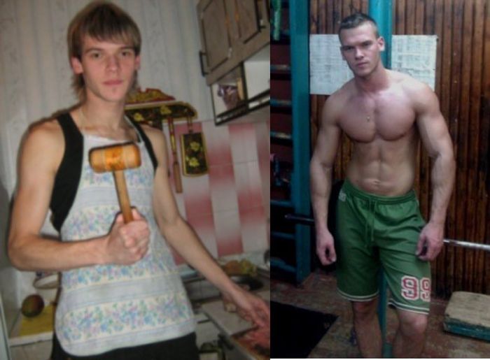 Бывшие «дрыщи» на фото до и после занятий в тренажерном зале (32 фото)