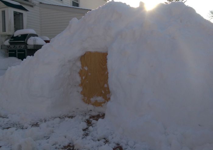 Уютный снежный домик на заднем дворе (13 фото)
