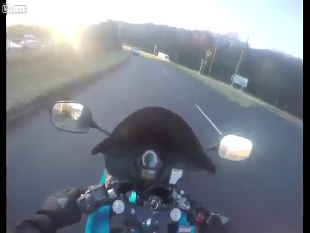 Ослепленный солнцем мотоциклист попал в аварию