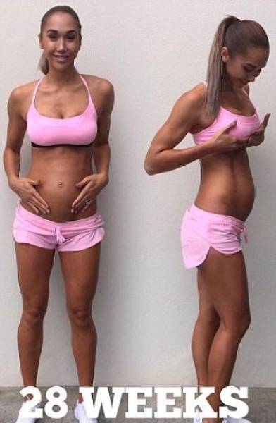 Австралийская фитнес-модель продолжает заниматься спортом на 8-м месяце беременности (20 фото)