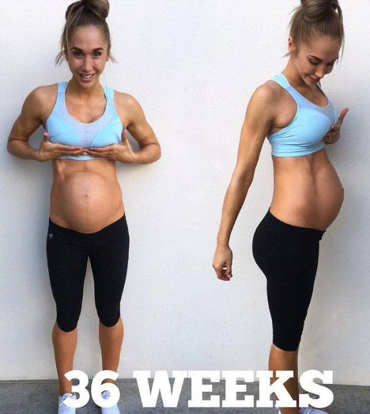Австралийская фитнес-модель продолжает заниматься спортом на 8-м месяце беременности (20 фото)